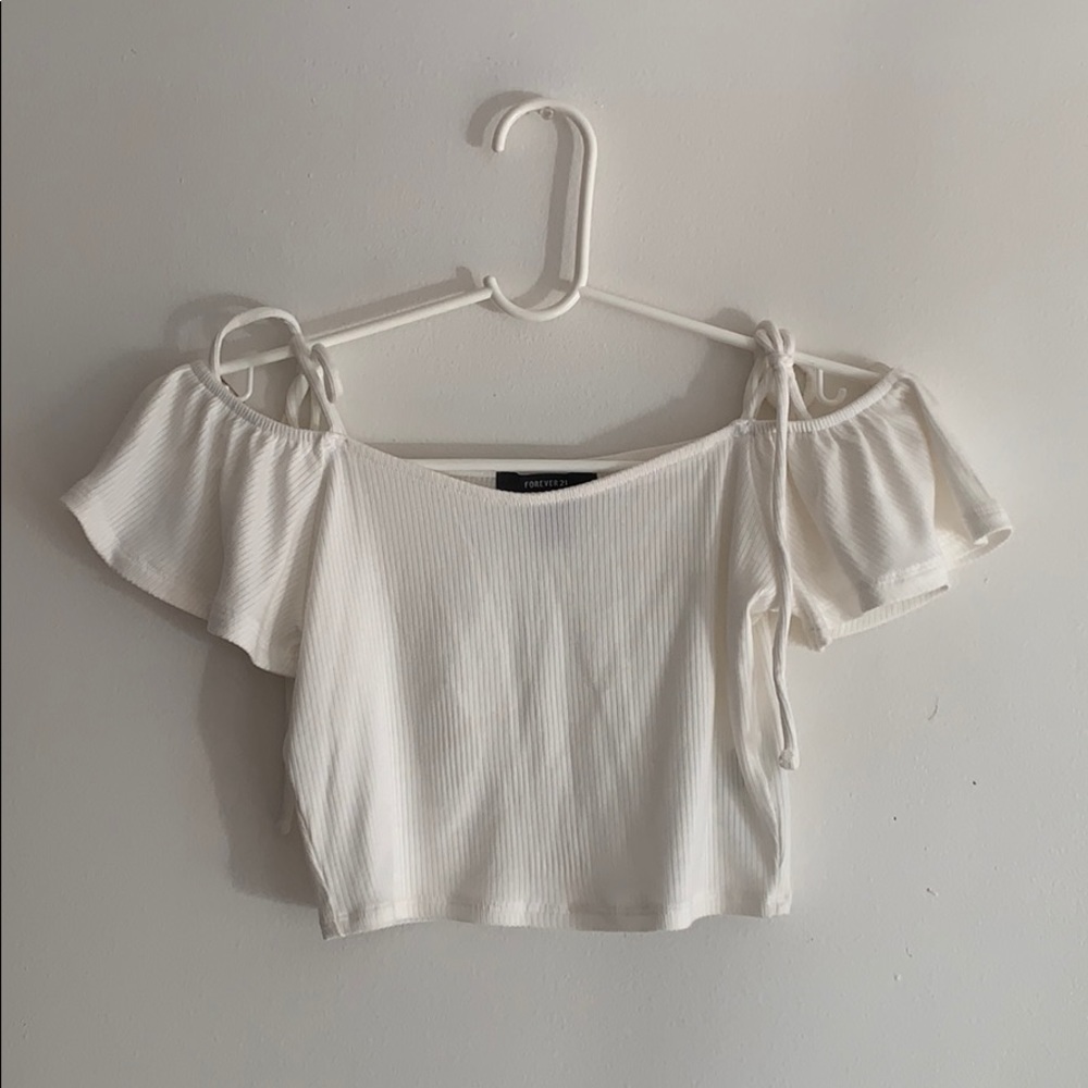 White off the shoulder crop top